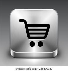 Shopping Cart on Silver Square Button
