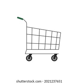 Carrito de compras con fondo blanco. Imagen del vector
