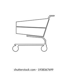 Shopping Cart. One Line Drawing.icon. Illustration