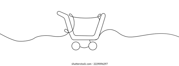 Carro de compras de una línea.Vector de línea continua de la cesta de compras.Icono dibujado a mano en carrito de compras.