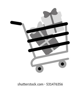 shopping cart online boxes gift presents gray color vector illustration eps 10