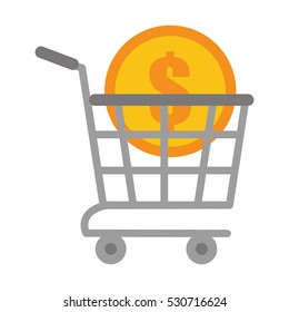 shopping cart online coin dollar vector illustration eps 10