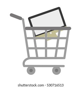 shopping cart online computer digital vector illustration eps 10