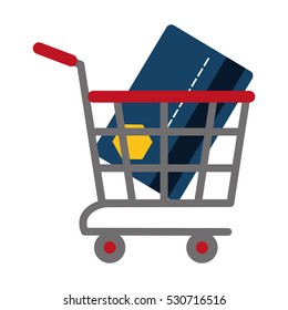 shopping cart online credit card bank vector illustration eps 10
