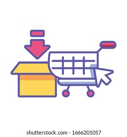 shopping cart, online purchases on white background vector illustration design
