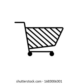 Shopping cart outline flat vector icon