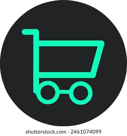 shopping cart outline icon isolated black background.stock vector