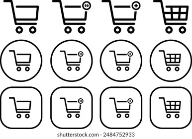 Shopping cart outline icon vector. E-commerce icon set.