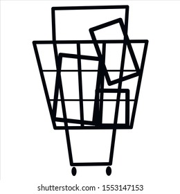 shopping cart outline simple flat illustration
