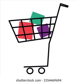 shopping cart outline simple flat illustration