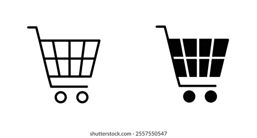 shopping cart outlined and solid icon vector collection.