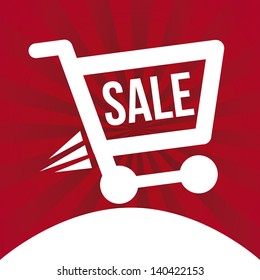 shopping  cart  over red background vector illustration