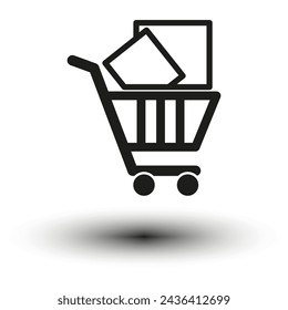 Carro de la compra con el icono de paquetes. Ilustración vectorial. EPS 10.