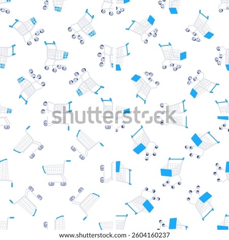 Shopping cart pattern on white background representing consumerism and retail