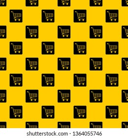Shopping cart pattern seamless vector repeat geometric yellow for any design