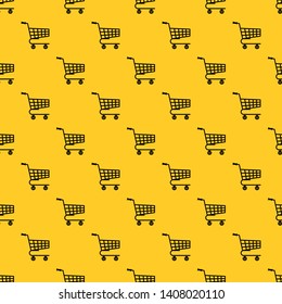 Shopping cart pattern seamless vector repeat geometric yellow for any design