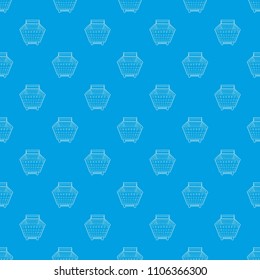 Shopping cart pattern vector seamless blue repeat for any use