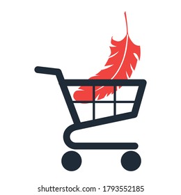 Shopping cart and pen. Easy shopping. Vector icon isolated on white background.