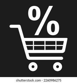 Shopping cart and percent sign. Banner for sale, discounts and special offer