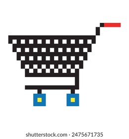 Shopping cart in pixel art style