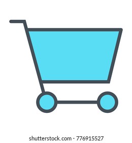 Shopping Cart Pixel Perfect Vector Thin Line Icon 48x48 Ready for 24x24 Grid for Web Graphics and Apps with Editable Stroke. Simple Minimal Pictogram