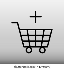 Shopping Cart With Plus / Add Sign Vector Icon Illustration
