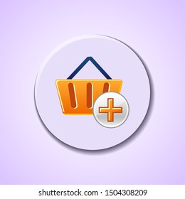 shopping cart with plus icon, icon for button in web design.