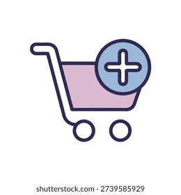 Shopping Cart with Plus Icon Vector