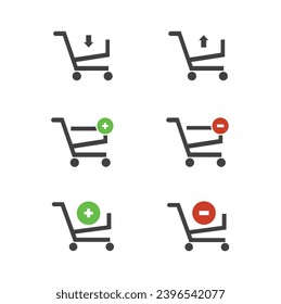Shopping cart with plus and minus icons.
