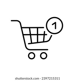 Shopping cart and plus one. Pixel perfect, editable stroke