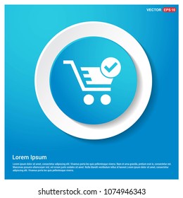 Shopping Cart and plus Sign Abstract Blue Web Sticker Button