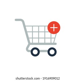 Shopping Cart With plus Sign in color icon, isolated on white background 