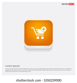 Shopping Cart and plus Sign Orange Abstract Web Button