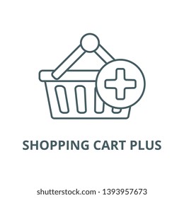 Shopping cart plus vector line icon, linear concept, outline sign, symbol