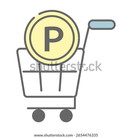 Shopping cart with point coin inside