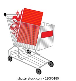 shopping cart with present