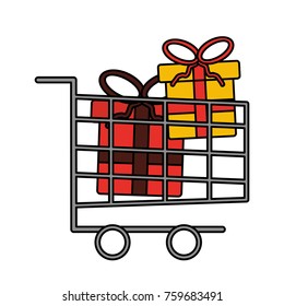 shopping cart with present box big sale christmas