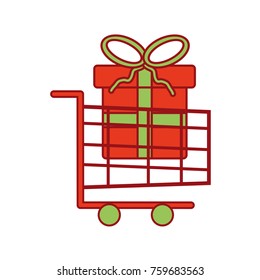 shopping cart with present box big sale christmas