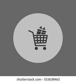 shopping cart with present simple icon illustration vector, for web and mobile design