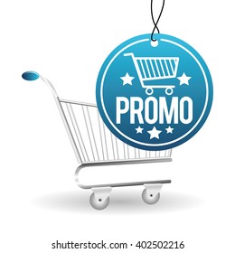 shopping cart and promo design , vector illustration
