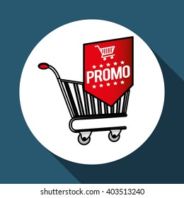 shopping cart and promo design , vector illustration