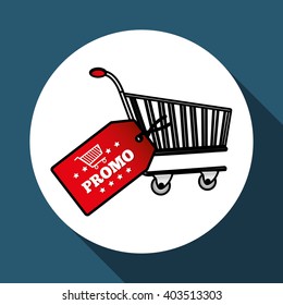 shopping cart and promo design , vector illustration