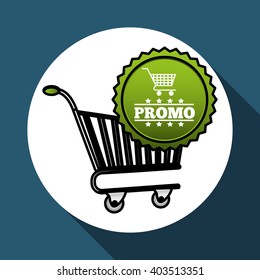 shopping cart and promo design , vector illustration