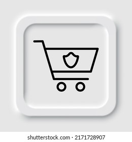 Shopping cart, protection simple icon vector. Flat design. Neumorphism design.ai