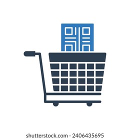 Shopping Cart With Qr Code Icon Sign Symbol