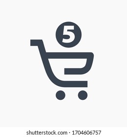 Shopping cart quantity line vector minimalistic icon. Commerce vector symbol. Supermarket amount cart icon for web design. Modern flat sale icon for app design. Store buy sign minimal flat linear icon