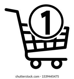 Shopping Cart with Quantity Vector Icon design
