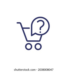 shopping cart and question mark line icon