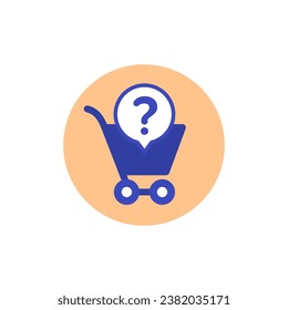 shopping cart and question mark vector icon
