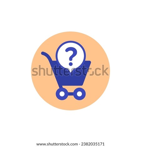 shopping cart and question mark vector icon